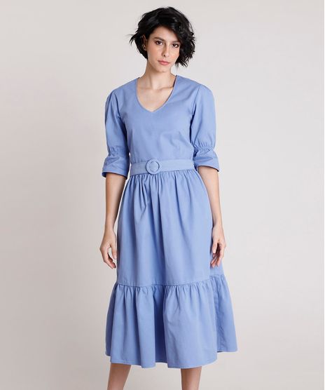 Vestido-de-Sarja-Feminino-Mindset-Midi-com-Cinto-Manga-Curta-Lilas-9901903-Lilas_1