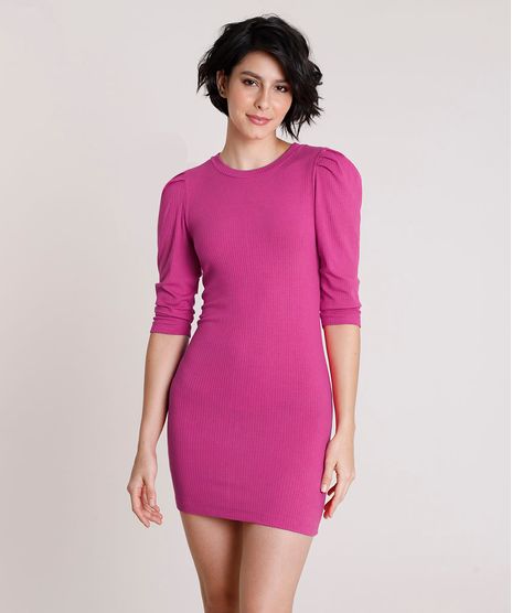 Vestido-Feminino-Mindset-Curto-Canelado-Manga-Curta-Pink-9907194-Pink_1