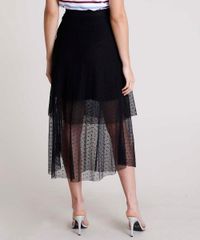 Saia-Feminina-Mindset-Midi-em-Tule-Estampado-de-Poa-com-Camadas-Preta-9901901-Preto_2