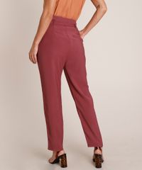 Calca-Feminina-Carrot-Alfaiatada-Cintura-Alta-com-Cinto--Vinho-9691218-Vinho_2