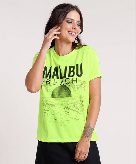 Blusa-Feminina--Malibu-Beach--Ampla-Manga-Curta-Decote-Redondo-Amarela-Neon-9785796-Amarelo_Neon_1