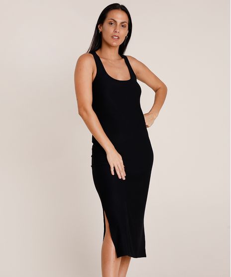 Vestido-Feminino-Midi-Texturizado-Sem-Manga-Decote-Nadador-Preto-9842096-Preto_1