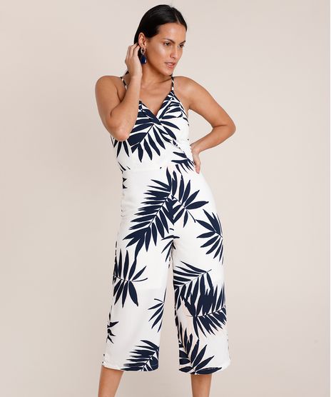 Macacao-Feminino-Pantacourt-com-Transpasse-Estampado-de-Floral-Decote-V-Alca-Fina-Off-White-9684576-Off_White_1