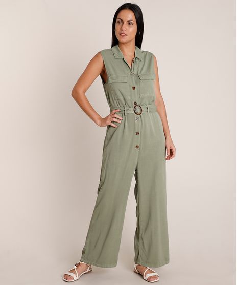 Macacao-Feminino-com-Botoes-e-Cinto-Sem-Manga-Verde-Militar-9834897-Verde_Militar_1