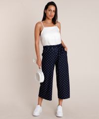 Calca-Feminina-Pantacourt-Estampada-de-Poa-com-Faixa-para-Amarrar-Azul-Marinho-9843747-Azul_Marinho_3