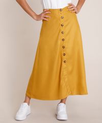 Saia-Feminina-Midi-com-Botoes--Mostarda-9834905-Mostarda_1