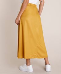 Saia-Feminina-Midi-com-Botoes--Mostarda-9834905-Mostarda_2