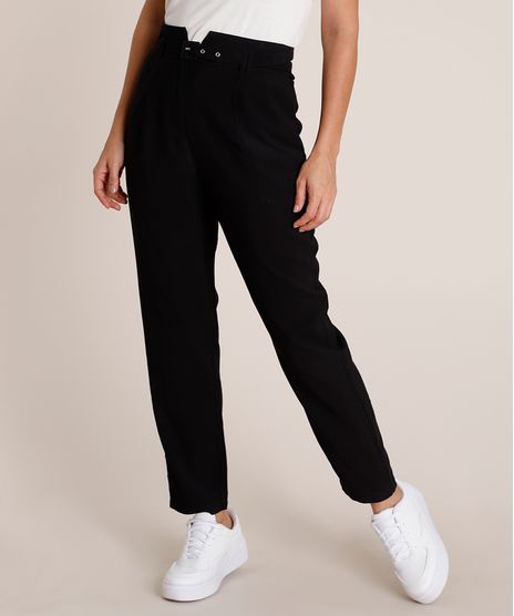 Calca-Feminina-Carrot-Alfaiatada-Cintura-Alta-com-Cinto--Preta-9691218-Preto_1