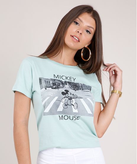 Blusa-Feminina-Mickey-Mouse-Manga-Curta-Decote-Redondo-Verde-Claro-9850221-Verde_Claro_1