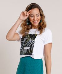 Blusa-Feminina-com-Estampa-de-Folhagens-Manga-Curta-Decote-Redondo-Branco-9801380-Branco_1