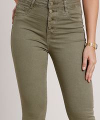 Calca-de-Sarja-Feminina-Sawary-Flare-Cintura-Super-Alta-com-Botoes--Verde-Militar-9807354-Verde_Militar_4