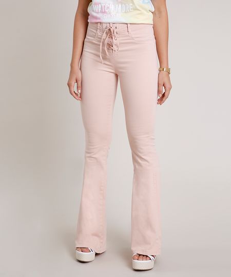 Calca-de-Sarja-Feminina-Sawary-Flare-Cintura-Super-Alta-com-Amarracao--Rosa-9857034-Rosa_1 Calca-de-Sarja-Feminina-Sawary-Flare-Cintura-Super-Alta-com-Amarracao--Rosa-9857034-Rosa_1