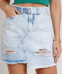 Saia-Jeans-Feminina-Curta-Destroyed-com-Cinto--Azul-Claro-9832391-Azul_Claro_4