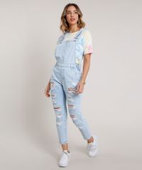 Macacao-Jeans-Feminino-Destroyed-com-Ziper--Azul-Claro-9833549-Azul_Claro_1