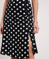 Saia-Feminina-Midi-Estampado-de-Poa-com-Botoes-Preta-9862134-Preto_4