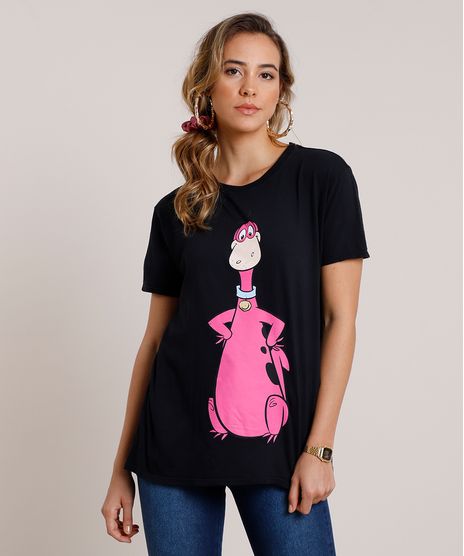 Blusa-Feminina-Dino-Os-Flintstones-Manga-Curta-Decote-Redondo-Preta-9801375-Preto_1