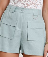 Short-Feminino-Reto-Cintura-Alta-com-Linho-e-Bolsos--Verde-Claro-9681412-Verde_Claro_4