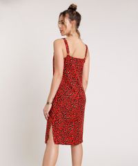 Vestido-Feminino-Midi-Estampado-Animal-Print-Onca-com-Fenda-Alca-Media-Vermelho-9846076-Vermelho_2