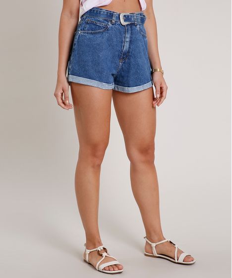 short jeans feminino com cinto