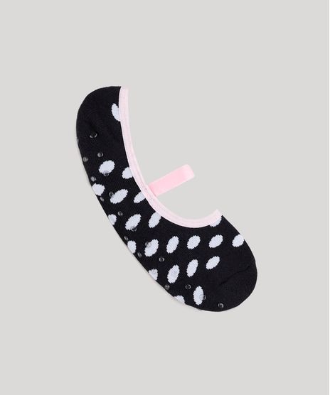 Meia-Sapatilha-Feminina-Estampada-de-Poa-Preto-9834876-Preto_1