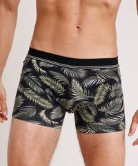 Cueca-Masculina-Boxer-Estampada-de-Folhagem--Preta-9857745-Preto_1