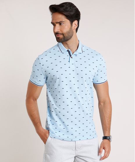 Polo-Masculina-em-Piquet-Comfort-Fit-Estampada-Mini-Print-Caranguejo-Manga-Curta-Azul-Claro-9726077-Azul_Claro_1