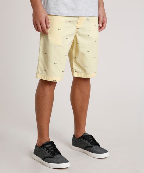 Bermuda-Masculina-Reta-Estampada-Mini-Print-Amarela-9773318-Amarelo_1