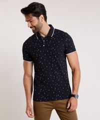 Polo-Masculina-em-Piquet-Slim-Estampada-Mini-Print-Geometrica-Manga-Curta-Preta-9722031-Preto_1