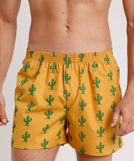 Samba-Cancao-Masculina-Estampada-de-Cacto-Mostarda-9787866-Mostarda_1