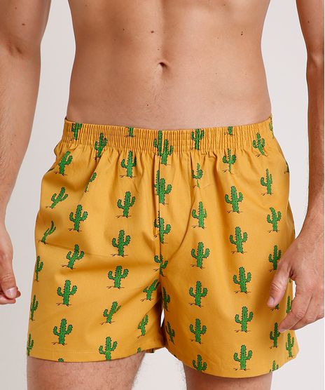Samba-Cancao-Masculina-Estampada-de-Cacto-Mostarda-9787866-Mostarda_1