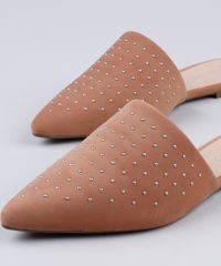 Mule-Feminino-Via-Uno-Bico-Fino-em-Camurca-com-Tachas-Bege-Escuro-9850969-Bege_Escuro_2