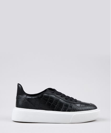 Tenis-Feminino-Oneself-Flatform-Texturizado-Croco-Preto-9839201-Preto_1