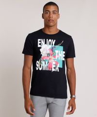 Camiseta-Masculina--Enjoy-the-Summer--Manga-Curta-Gola-Careca-Preta-9834815-Preto_1