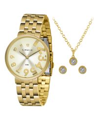 Kit-de-Relogio-Analogico-Lince-Feminino---Brinco---Colar----LRGH100L-KW51C2KX-Dourado-9921000-Dourado_1