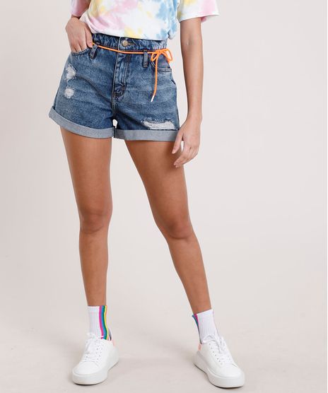 Short-Jeans-Feminino-Carnaval-Mom-Cintura-Super-Alta-com-Cinto-Cadarco-Azul-Escuro-9834411-Azul_Escuro_1