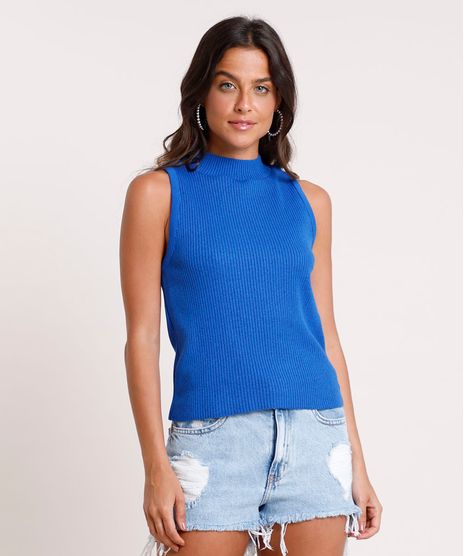 Regata-Feminina-em-Trico-Canelada-Gola-Alta-Azul-Royal-9802776-Azul_Royal_1