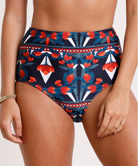 Biquini-Calcinha-Hot-Pant-Estampado-Floral-Geometrico-com-Protecao-UV50--Azul-Escuro-9868025-Azul_Escuro_1