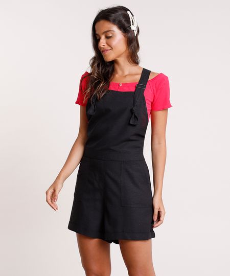 Jardineira-Feminina-com-Linho-e-Bolsos-Preta-9676536-Preto_1