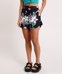Short-Feminino-Reto-Estampado-Floral-com-Babado-Preto-9672202-Preto_1