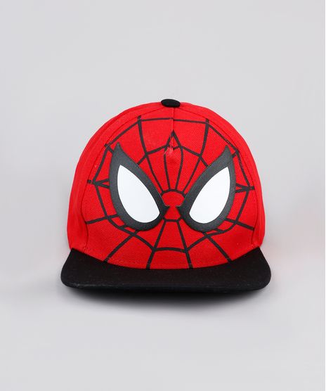 Bone-Infantil-Aba-Curva-Homem-Aranha-Vermelho-9888479-Vermelho_1