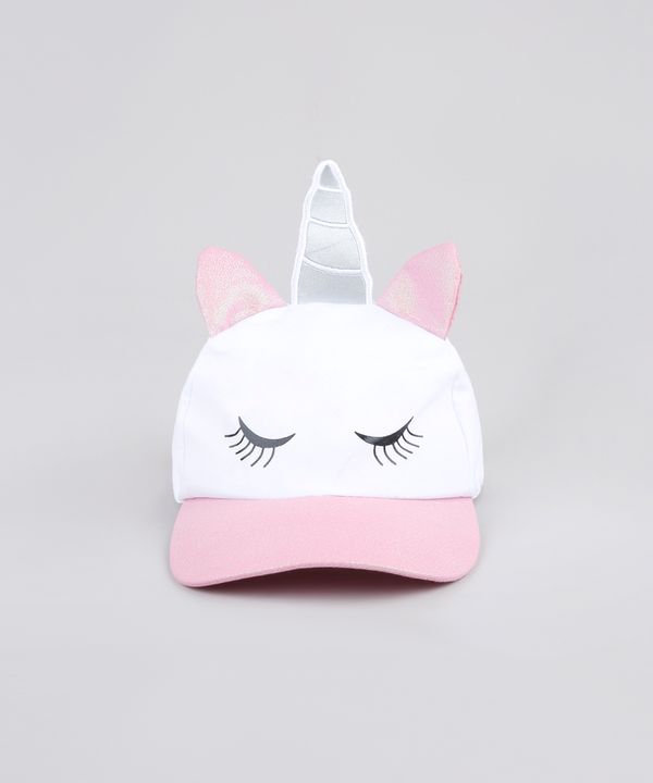 Boné Infantil Carnaval Aba Curva Unicórnio Branco M