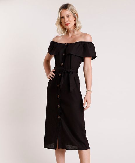 vestido de linho preto