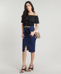Saia-Jeans-Feminina-Lapis-Clochard-com-Fenda-Azul-Escuro-9640544-Azul_Escuro_3