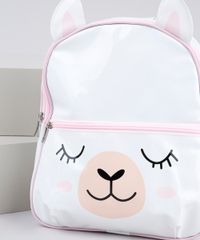 Mochila-Infantil-Lhama-em-Verniz-com-Bolso-Branca-9669082-Branco_3