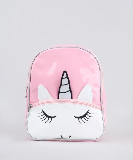 Mochila-Infantil-Unicornio-em-Verniz-com-Bolso-Rosa-9664516-Rosa_1