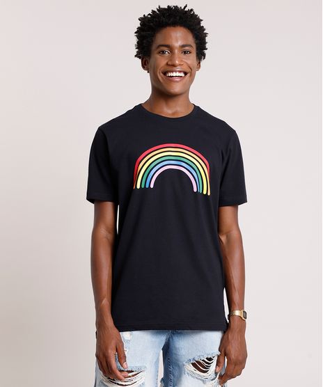 Camiseta-Masculina-Pride-Arco-Iris-Manga-Curta-Gola-Careca-Preta-9757269-Preto_1