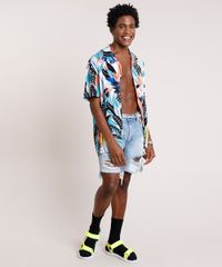 Camisa-Masculina-Tradicional-Estampada-de-Abacaxis-Manga-Curta-Azul-9729729-Azul_3