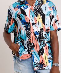 Camisa-Masculina-Tradicional-Estampada-de-Abacaxis-Manga-Curta-Azul-9729729-Azul_4