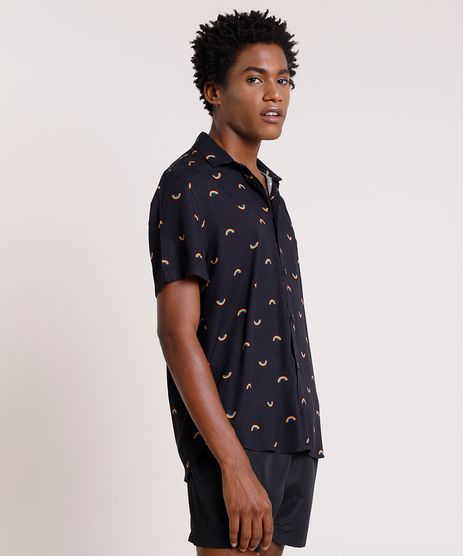 Camisa-Masculina-Pride-Tradicional-Estampada-de-Arco-Iris-Manga-Curta-Preta-9729640-Preto_1