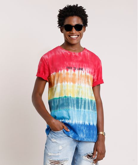 Camiseta-Masculina-Pride-Estampada-Tie-Dye--Free-to-Love--Manga-Curta-Gola-Careca-Multicor-9785563-Multicor_1